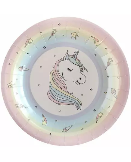 10 enhjørning-papirtallerkener 22,5 cm