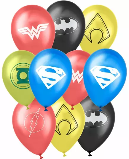 10 Justice League lateksballonger 25 x 32 cm