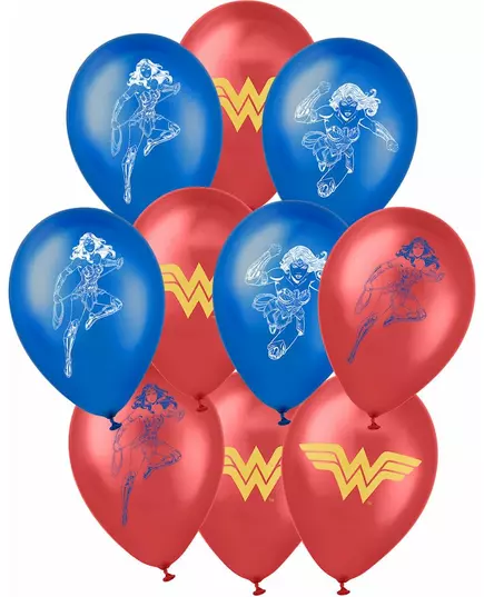 10 Wonder Woman latex balloons 25 x 32cm