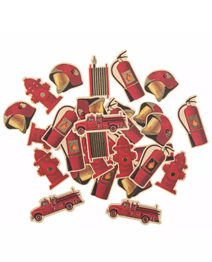 100 røde og gullfargede brannmannspapirkonfetti 2-4,5 cm