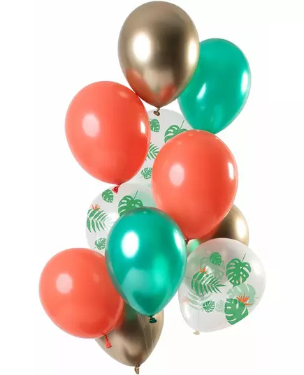 12 Metallic Tropical Latex Balloons 33 cm