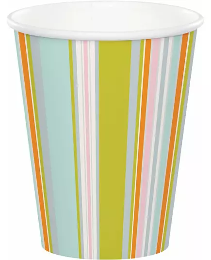 8 jungelstripede flerfargede papirkopper 256 ml