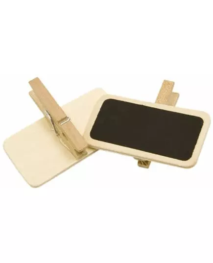 12 Mini slates on natural wooden clips 4 x 2 cm