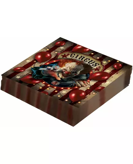 12 Halloween Clown Paper Napkins 33 x 33 cm