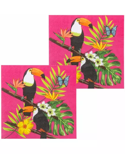 20 Fuchsia Toucan Paper Napkins 33 x 33 cm