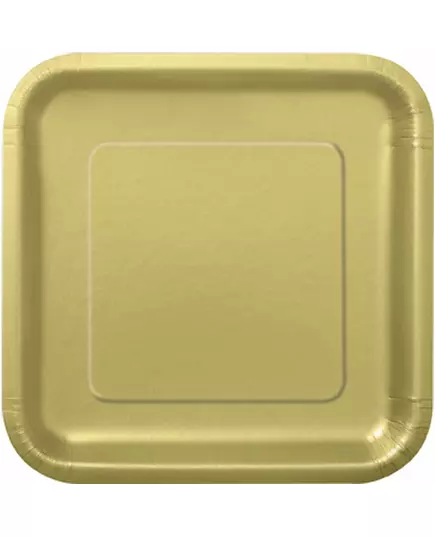 14 store matte gullfargede papptallerkener 23 cm