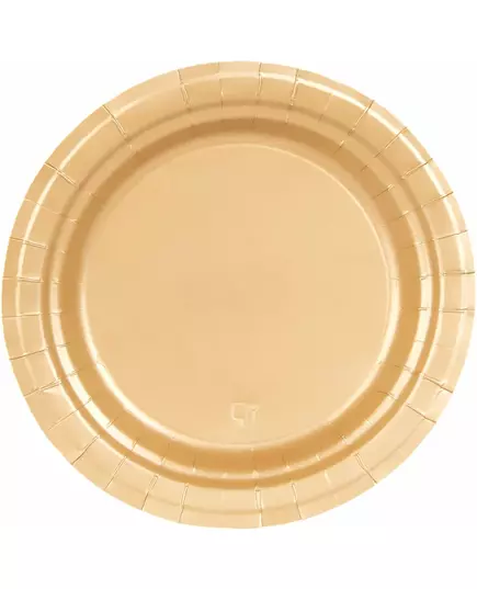 16 matte gullfargede papptallerkener 22 cm