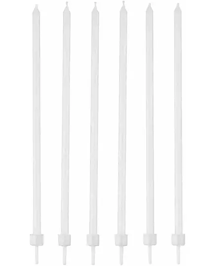 16 thin white candles with bobeches 12 cm