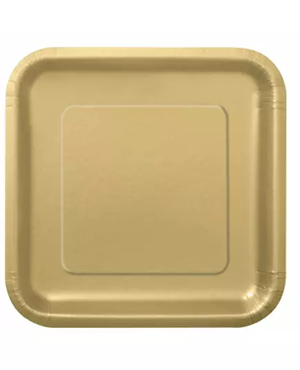 16 Small matte gold cardboard plates 17 cm