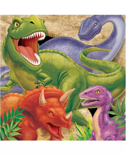 16 Dinosaur bursdagspapirservietter 33 x 33 cm