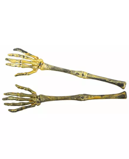 2 Aged Gold Plastic Skeleton Arms 31cm