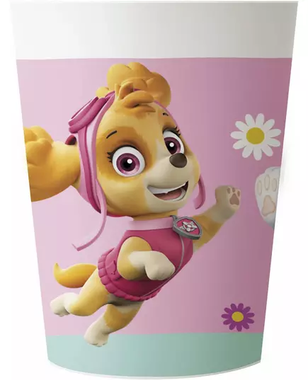 2 gjenbrukbare Paw Patrol rosa plastkopper 230 ml
