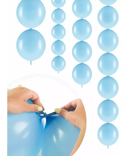 20 pastellblå oppblåsbare ballonger til sammenkobling 28 cm