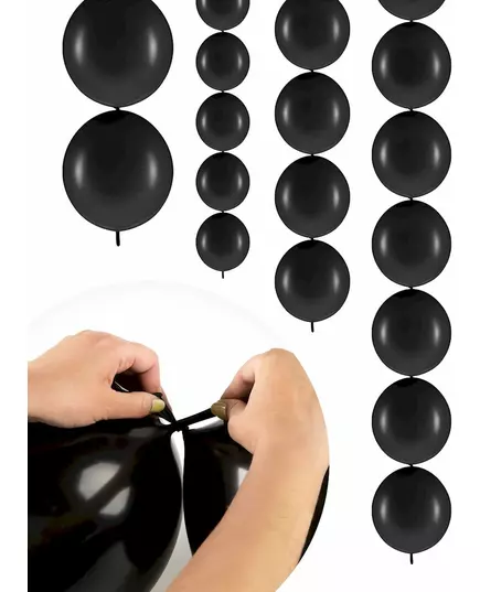 20 svarte oppblåsbare ballonger til sammenkobling 28 cm
