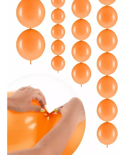 20 oransje oppblåsbare ballonger til sammenkobling 28 cm