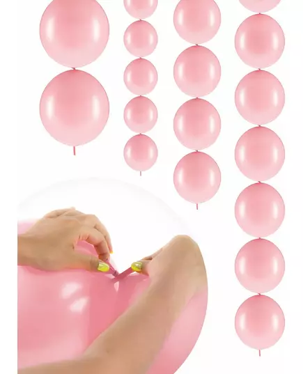 20 pastellrosa oppblåsbare ballonger til å koble sammen 28 cm