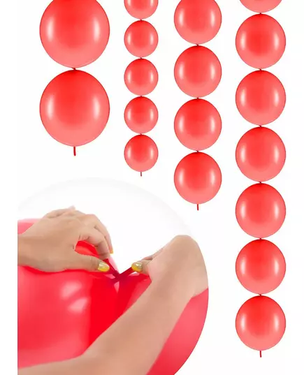 20 oppblåsbare ballonger i valmuerød, 28 cm