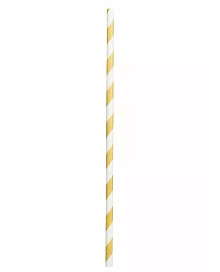 20 gullstripete pappsugerør 20 cm