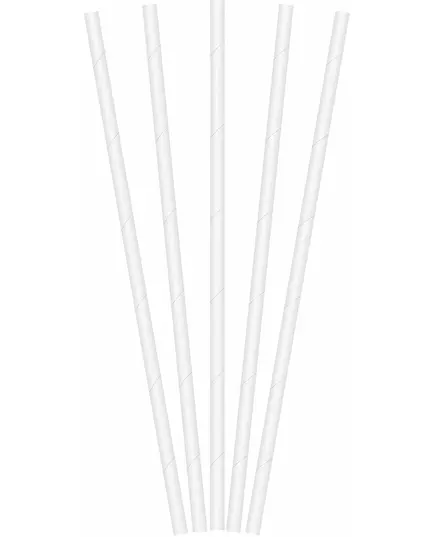 20 hvite papirsugerør 19,5 cm