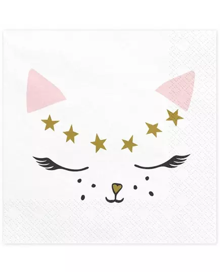 20 White Kitten Paper Napkins 33 x 33 cm