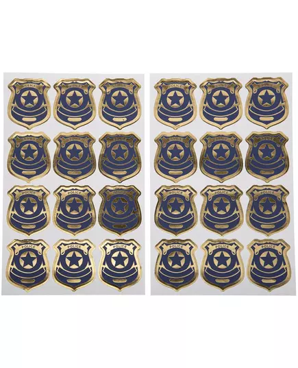 24 Navy and gold police badge stickers 4 cm