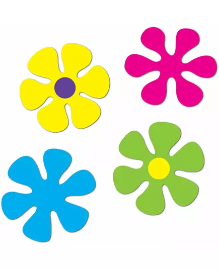 4 Cardboard Decorations Retro Flowers 30 and 34 cm