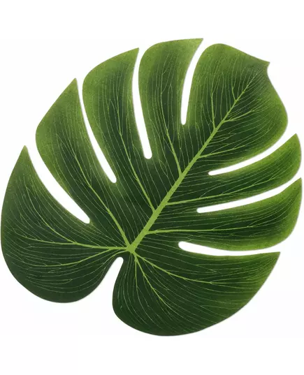 4 Green Plastic Monstera Leaves 34 x 29 cm