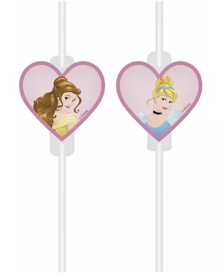 4 Disney Princess Hearts papp medaljongsugerør