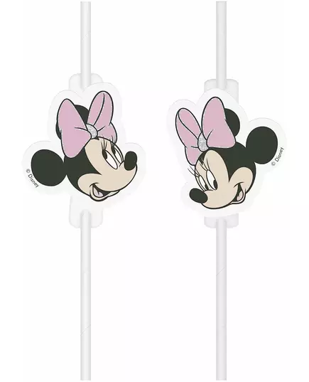 4 Minnie face cardboard medallion straws