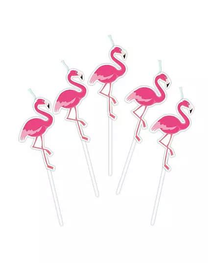 5 flamingo-festlys på pikker 3 cm