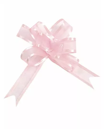 5 mini rosa organdysløyfer 16 mm