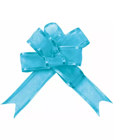 5 Mini turquoise organdy bows 16 mm