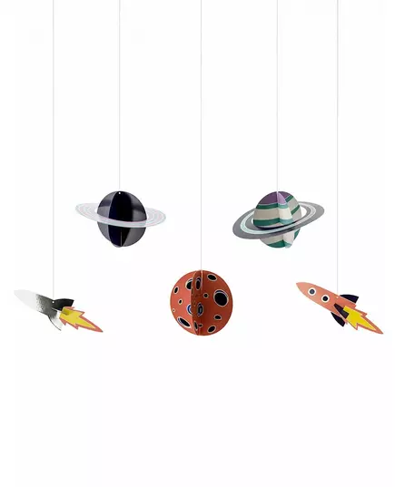 5 Space adventure cardboard suspensions 17 x 10 - 19 x 7 cm