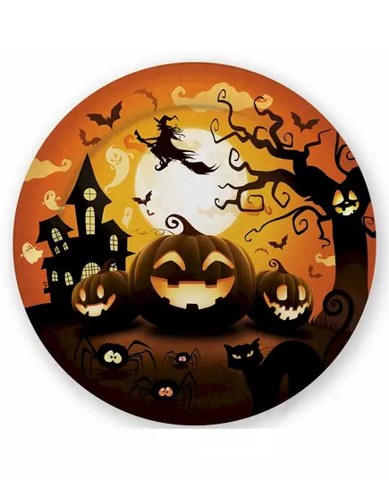 6 Halloween-gresskar-pappistallerkener 23 cm