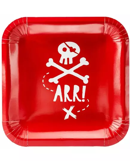 6 Red Pirate Party Paper Plates 20cm