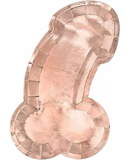 6 Zizi-papirtallerkener i rosa gull, 26,5 x 15,5 cm