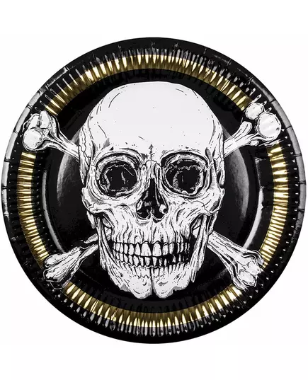 10 Pirate Jolly Roger Paper Plates 23 cm