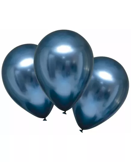 6 marineblå satenglateksballonger 28 cm