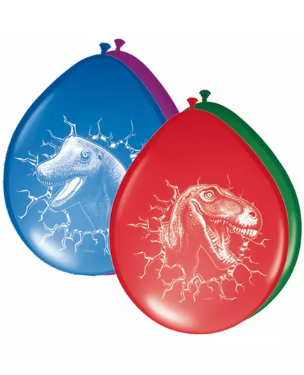 6 flerfargede dinosaur-latexballonger 30 cm