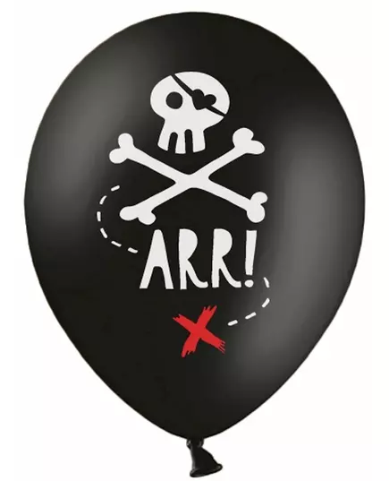 6 svarte piratfest-latexballonger 30 cm