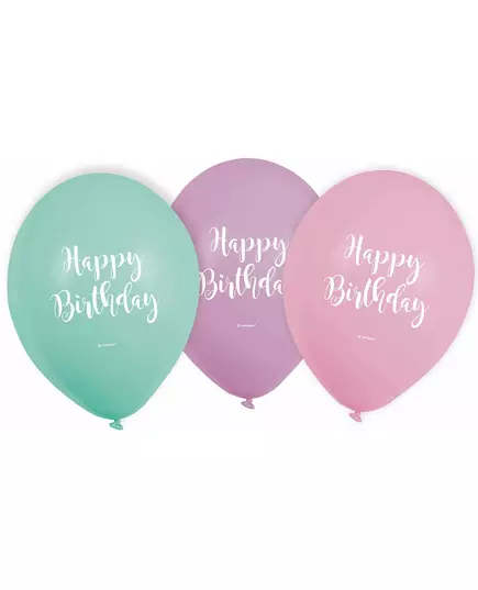 6 pastellfargede bursdagsballonger i lateks, 22,8 cm