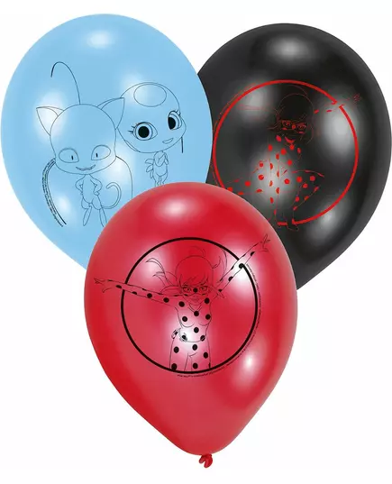 6 marihøne lateksballonger 22,8 cm