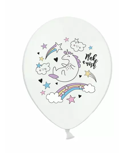 6 hvite enhjørning latexballonger 30 cm