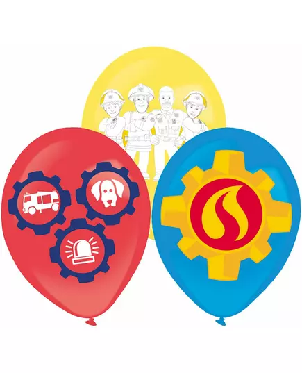6 Brannmann Sam lateksballonger 27,5 cm