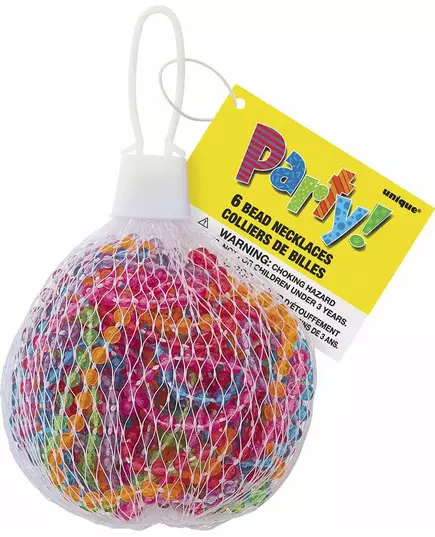 6 tilfeldige halskjeder med plastperler
