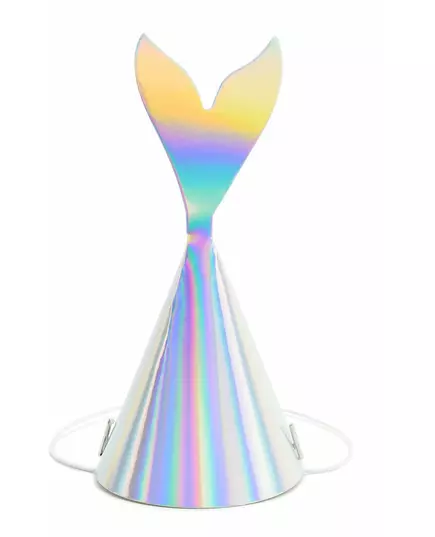 6 holografiske havfruehalefesthatter 8 x 18 cm