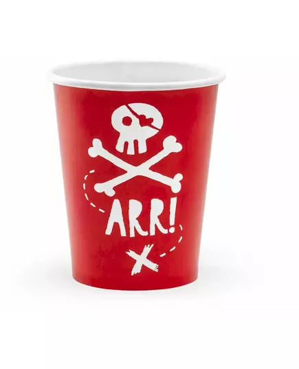 6 Red Pirate Party Paper Cups 220ml