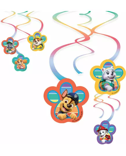 6 Paw Patrol papirspiraler 60 cm