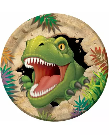 8 Dinosaur bursdagspappettallerkener 23 cm
