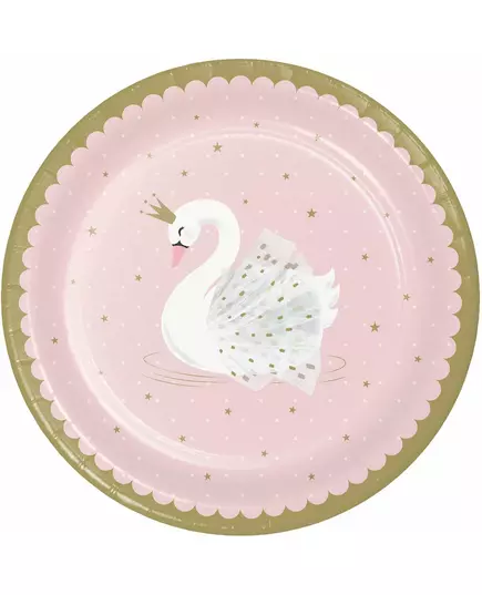 Royal Swan rosa papirtallerkener 23 cm